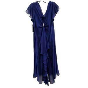 S.L Fashion Maxi Dress Sz 22W Purple Flutter Sleeve Evening Cocktail Wedding NEW